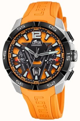 Lotus Vortex Quartz Chronograph (45.3mm) Orange & Black Dial / Orange Rubber Strap L18944/3