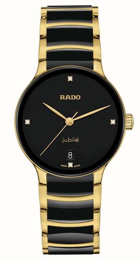 RADO Centrix Diamonds 35mm Black Dial Gold PVD Stainless Steel High Tech R30039712 First Class Watches