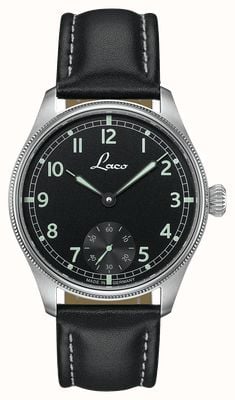 Laco Bremerhaven Small-Seconds Handwinding (42.5mm) Black Dial / Black Leather Strap 862105.2