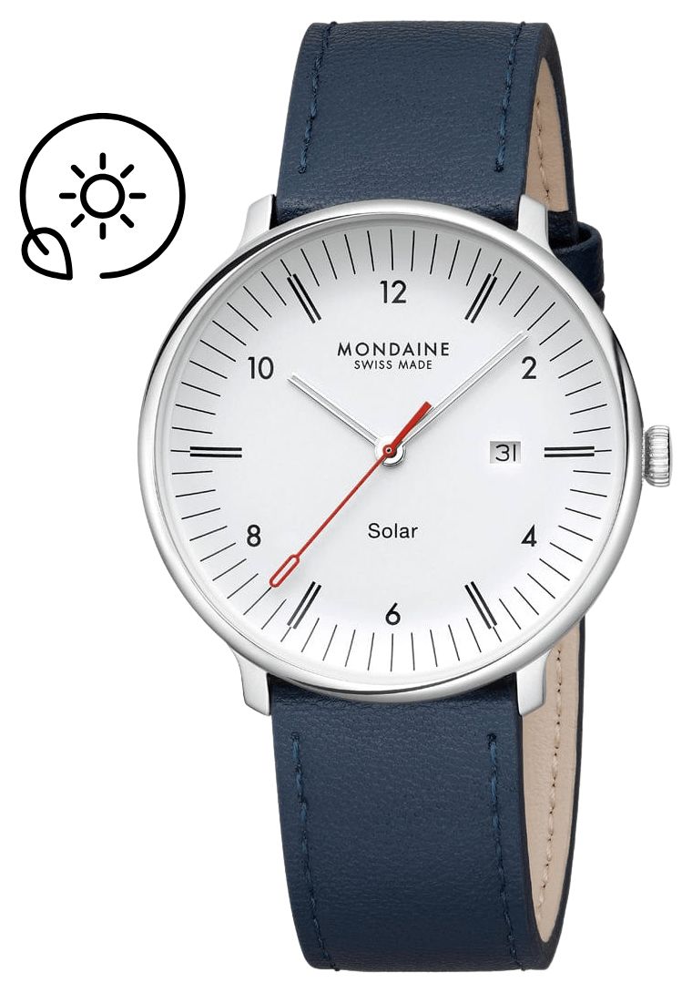 Mondaine MLE.41910.LDV Doppio Solar (41mm) Matte White Dial Watch