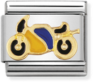 Nomination Classic Motorbike 18ct Gold & Steel Enamel Charm 030203/40