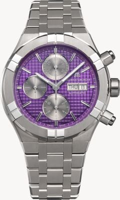 Maurice Lacroix Aikon Automatic Chronograph Titanium (44mm) Purple Lattice-Like Motif Dial / Titanium Bracelet AI6038-TT032-430-1