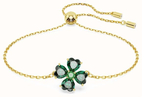 Swarovski Idyllia Clover Bracelet Gold-Tone Plated Green Crystals 5666585