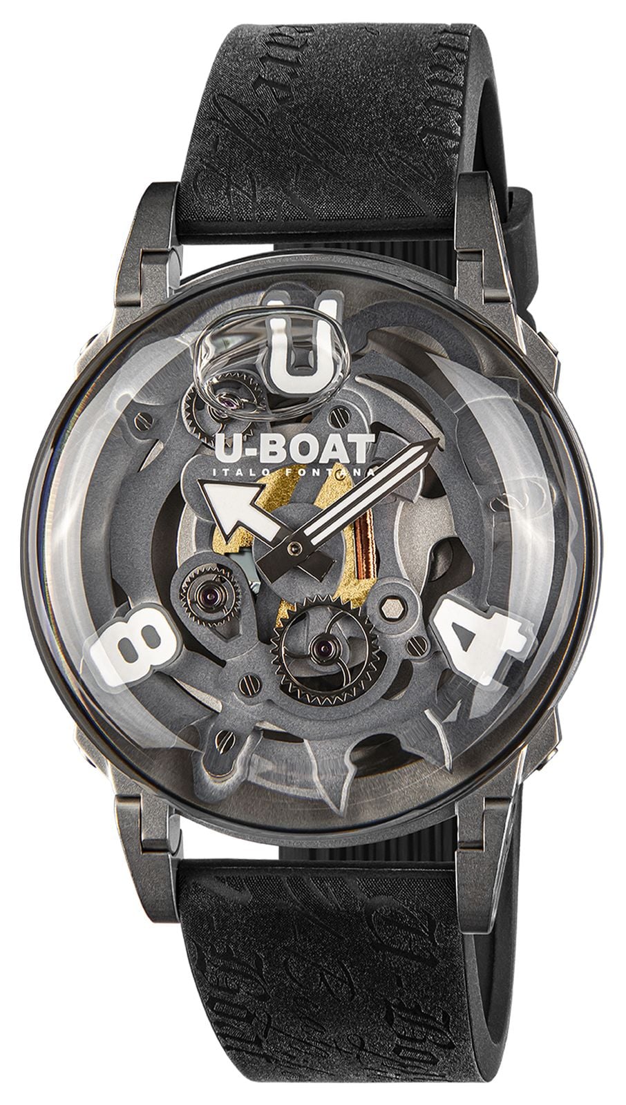 U-Boat 3354 U-65 SS White (44mm) Grey Skeleton Dial / Black Watch