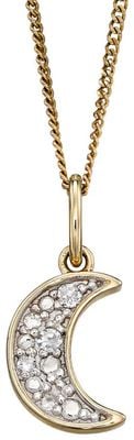 Elements Gold 9k Yellow Gold Diamond Moon Pendant Only GP2187