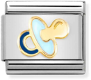 Nomination Classic Blue Pacifier 18ct Gold & Steel Charm 030272/63