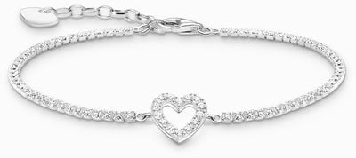 Thomas Sabo Women's Sterling Silver Tennis Bracelet with Crystal Heart 19cm A2177-051-14-L19V