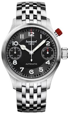 Hanhart PIONEER MonoScope Automatic Chronograph (45mm) Black Dial / Stainless Steel Bracelet 732.210-6428