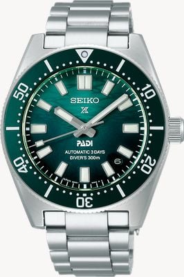 Seiko Prospex 1965 Heritage Diver’s PADI Special Edition (40mm) Green Dial / Stainless Steel Bracelet Watch SPB501J1