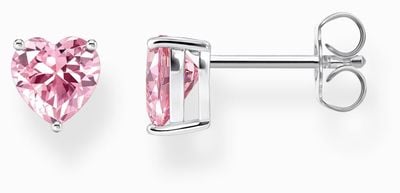 Thomas Sabo Heart Shape Pink Zirconia Sterling Silver Stud Earrings H2306-051-9