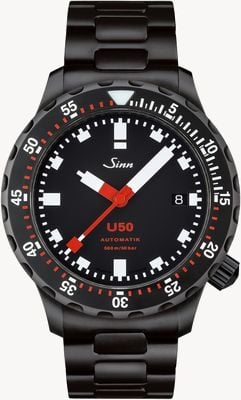Sinn Sinn U50 SDR | Black PVD Bracelet| Black Dial Watch 1050.020 PVD BRACELET