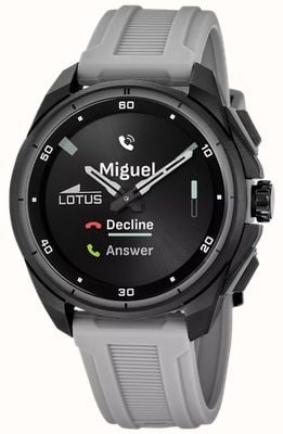 Lotus Connected Full D Hybrid Smartwatch (42.5mm) Digital Display / Grey Rubber Strap 20002/1