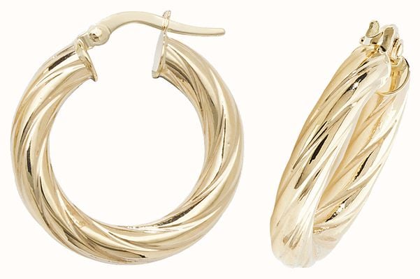 James Moore TH 9ct Yellow Gold 15mm Hoop Earrings ER1059-15