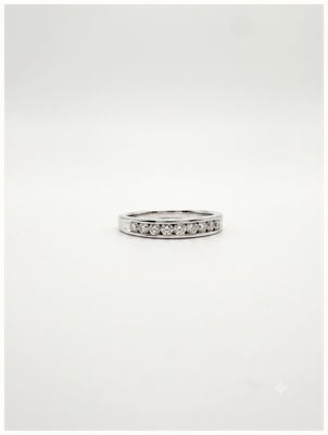 9ct White Gold 9 Stone 0.50ct Diamond Round Brilliant Cut, Channel Set Eternity Ring J57312