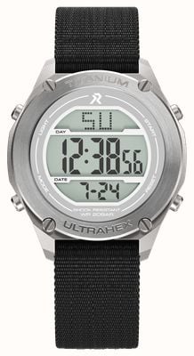 RZE UTD-8000 Multi-Function 'Boldly Brushed' (42mm) Positive Display / Black Elastic Nylon Strap Watch UTD-8000-STG