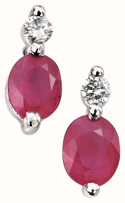 9ct White Gold ruby and diamond stud earrings GE752R