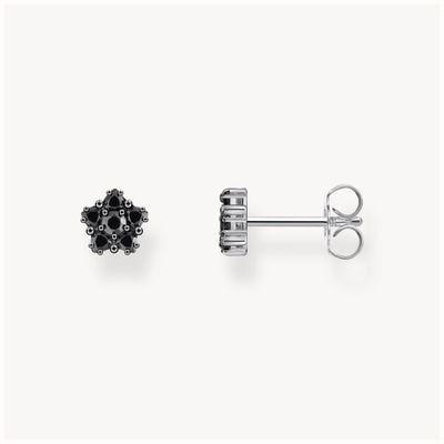 Thomas Sabo Floral Black Zirconia Stud Earrings - Sterling Silver H2297-643-11