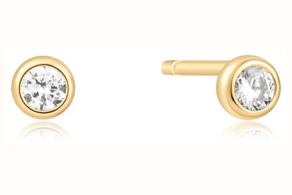 Ania Haie Gold Solitaire Cubic Zirconia Studs E059-03G