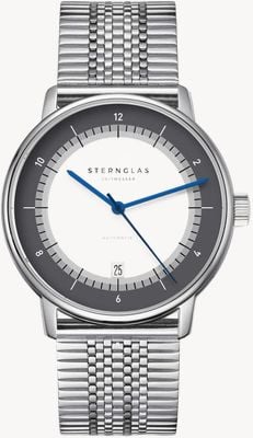 STERNGLAS Naos Edition 60 Automatic (38mm) White & Grey Dial / Stainless Steel SuperSlim Bracelet S02-NAP16-ME08