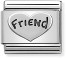 Nomination Classic Heart Friend Heart Oxidised Sterling Silver & Steel Charm 330101/18