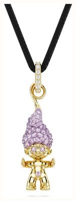 Swarovski Good Luck Trolls Pendant Necklace Purple Crystals Gold-Tone Plated 5691943