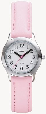 Timex Kid's Classic (23mm) White Dial / Pink Synthetic Leather Strap T79081