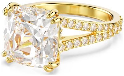 Swarovski Stilla Cocktail Ring White Crystals Gold-Tone Plated Size 55 5693501