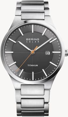 Bering Slim Solar (39mm) Grey Dial / Titanium Bracelet 15239-779