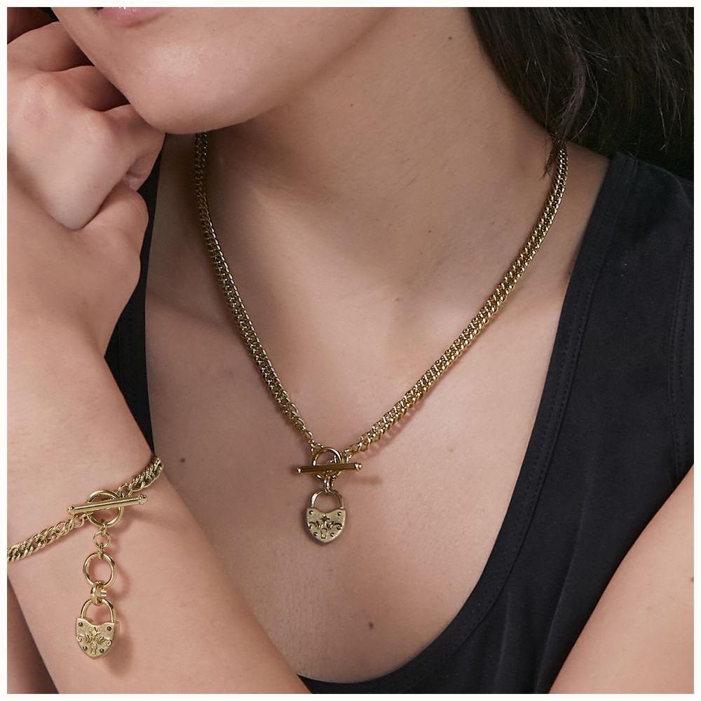 Olivia Burton Lock Heart Gold Plated Toggle Necklace 24100630 - alternate view 4