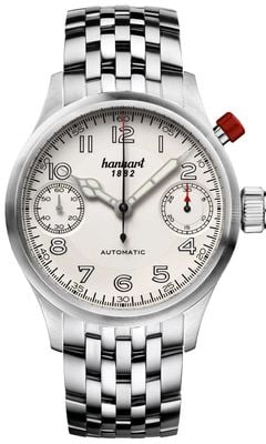Hanhart PIONEER MonoScope Automatic Chronograph (45mm) Silver Dial / Stainless Steel Bracelet 732.220-6428