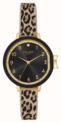 Kate Spade Park Row (34mm) Black Dial / Leopard Print Silicone Strap KSW1485