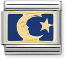 Nomination Classic Blue Moon 18ct Gold & Steel Enamel Charm 030284/45