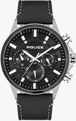 Police KISMET Quartz Chronograph (47mm) Black Dial / Black Leather Strap PEWJF2195141