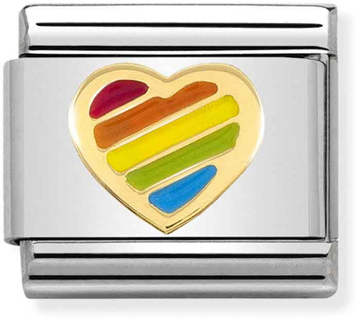 Nomination Classic Heart 18ct Gold & Steel Enamel Charm 030272/54