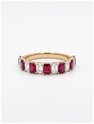 Allied Gold 9ct Y/g Ruby 1ct LAB Grown Diamond .60ct Ring Size M CERTIFICATED 126604