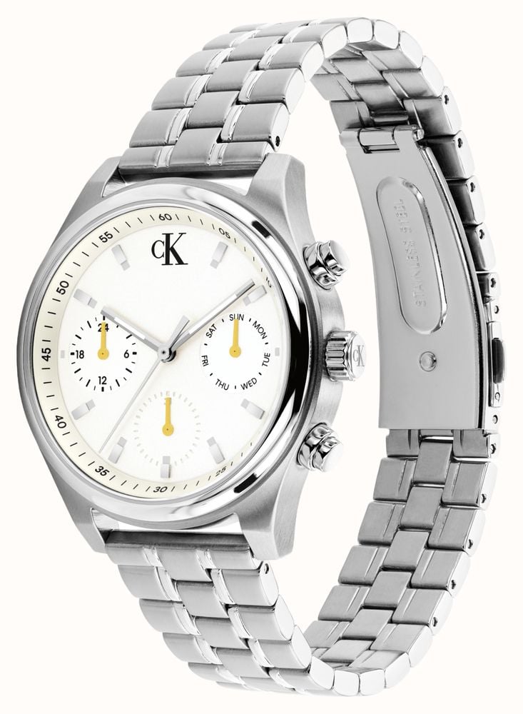 Calvin Klein Modern Vintage Multifunction Quartz (38mm) White Dial / Stainless Steel Bracelet 25200593 - alternate view 2