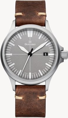 Damasko DS30 Three-Hand Automatic (39mm) Grey Dial / 'Vintage' Brown Strap Watch DS30 GREY BROWN LEATHER