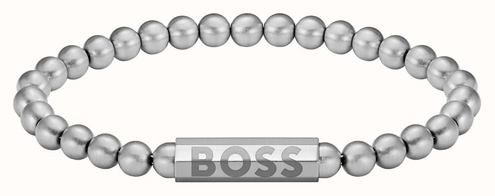 BOSS Jewellery Men's Sphere Beaded Stainless Steel Logo Clasp Bracelet 1580658M