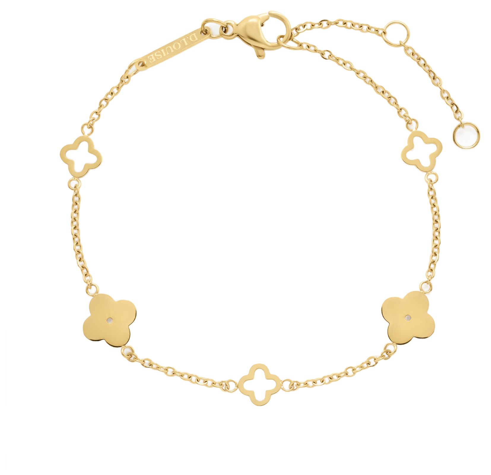 D.LOUISE SKB-20 Gold Plated Multi Clover Bracelet Jewellery