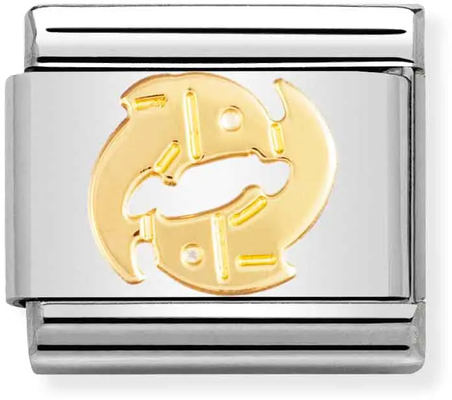 Nomination Classic Pisces 18ct Gold & Steel Charm 030104/12