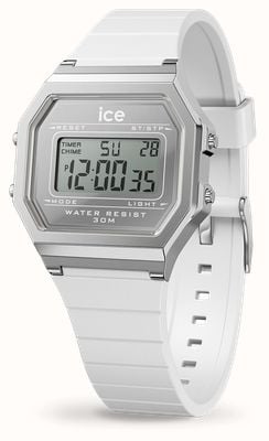 Ice-Watch ICE Digit Retro Metal White Silver (32mm) Silver Digital Dial / White Silicone Strap 022734