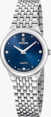 Festina Swiss Made Grace Quartz (29mm) Blue Sunray Dial / Stainless Steel Bracelet F20096/3