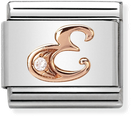Nomination Classic Letter E 9ct Rose Gold & Steel Charm 430310/05