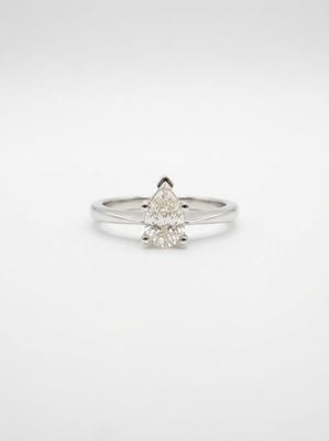 0.49ct Pear Natural Diamond 18ct White Gold Solitaire Ring FCD00402