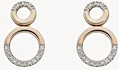 Elements Gold 9ct Yellow Gold And  Diamond Circular Detail Earrings GE2208