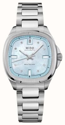 Mido Multifort TV 35 Automatic (35mm) Light Blue Mother-of-Pearl Dial / Stainless Steel Bracelet M0493071113600