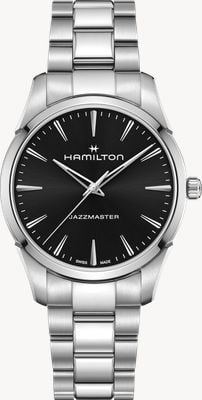 Hamilton Jazzmaster Quartz (40mm) Black Sunray Dial / Stainless Steel Bracelet H32461131