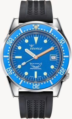 Squale 1521 Ocean (42mm) Blue Dial / Black Rubber Strap Watch 1521OCN.VO