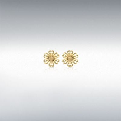 IBB 9ct Yellow Gold 7.5mm Satin and Polished 'Flower' Stud Earrings 1.55.8969