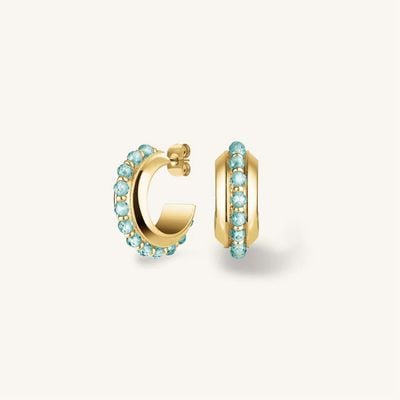 Rosefield Jewellery Blue Beads Gold Hoop Earrings JEBBG-J818